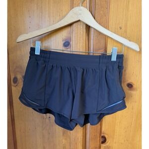 Lululemon Women's 8 Hotty Hot Shorts Lined Running 2.5" Black Speed Up Yoga